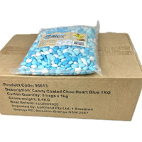 Chocolate Candy Hearts Blue & White 8x1kg Carton